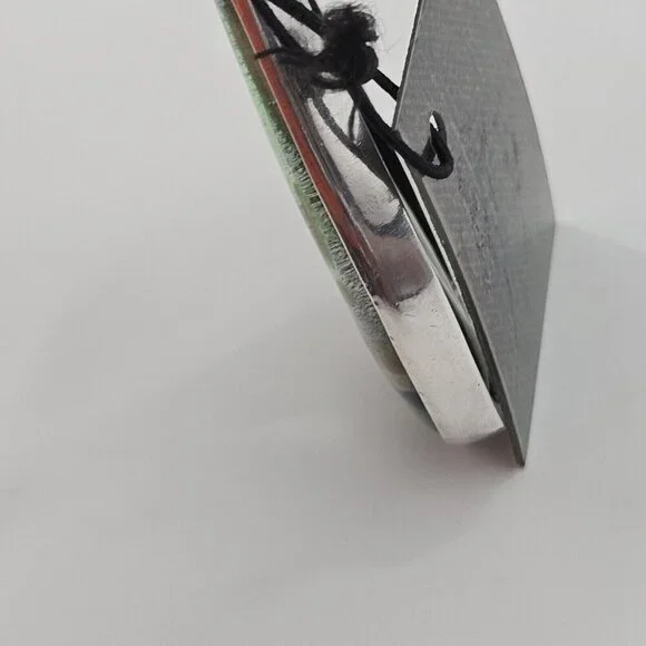 Charles Albert Dichroic Green Art Glass Fine Sterling Silver Necklace Pendant - Picture 8 of 10